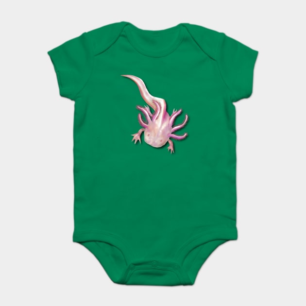 Illustrated Albino Axolotl Baby Bodysuit by H. R. Sinclair
